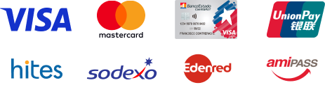 Recibe pedidos de apps de delivery en tu POS Klap. Y los logos de marcas: Visa, Mastercard, Visa Banco Estado, UnionPay, amiPASS, Sodexo, Edenred