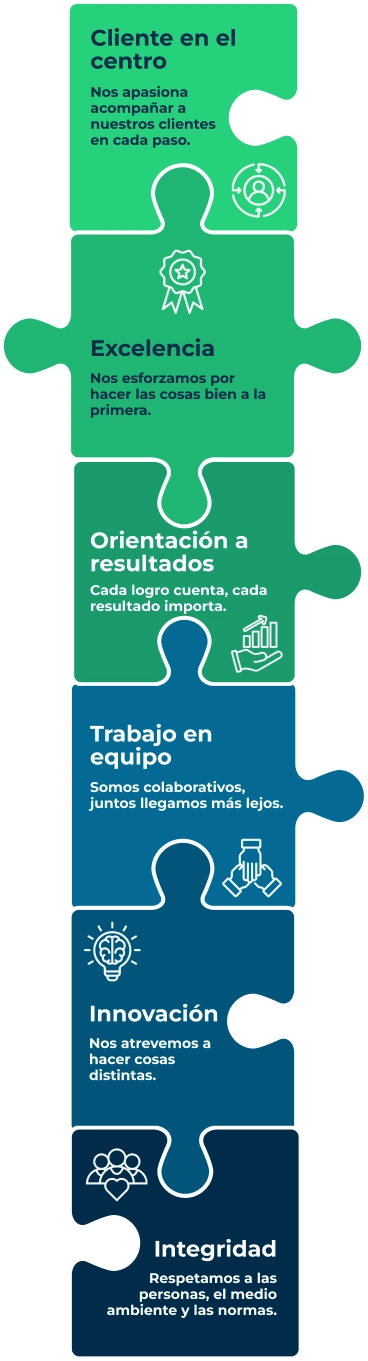 Cada valor es una pieza fundamental que conecta con nuestro propósito y visión